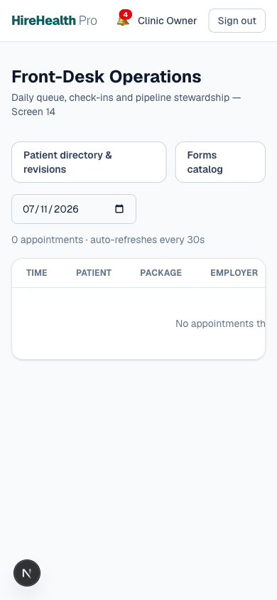 Front desk queue on a phone